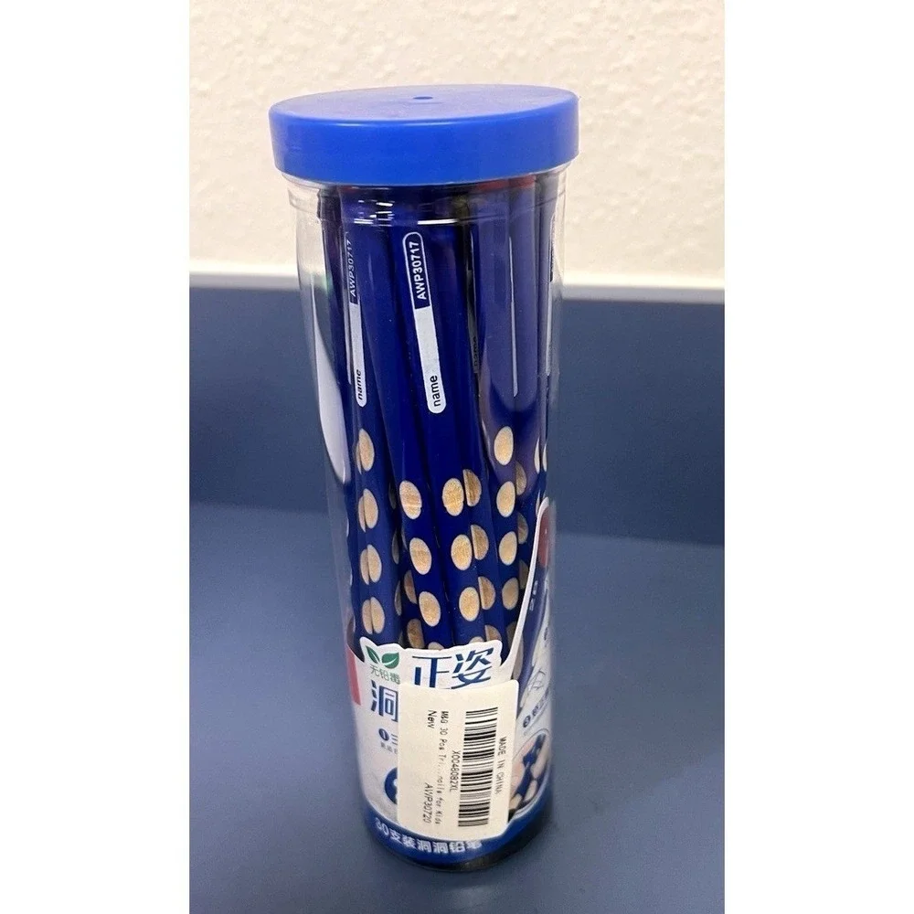 30 Pack Ergonomic Triangular Shape Wood Pencils Three Flat Sides Sharpened‎ Blue